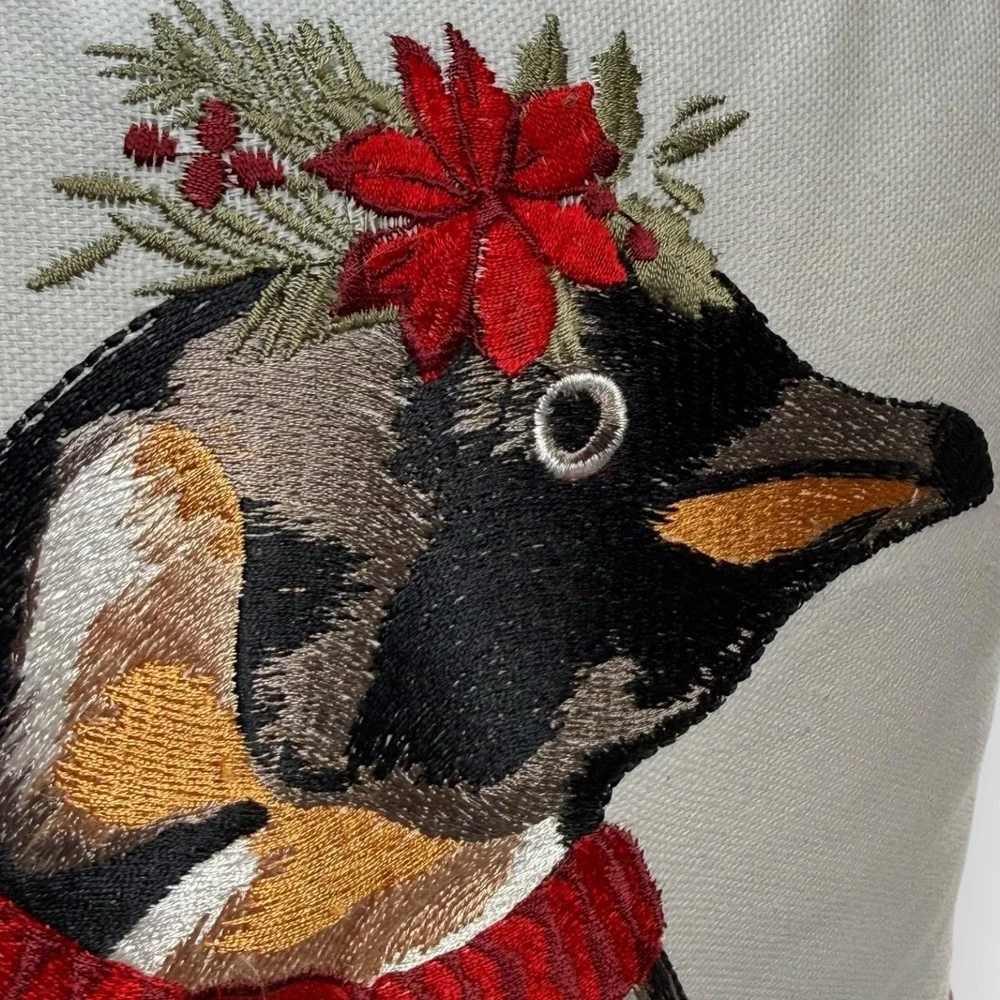 Pier 1 Christmas Penguin Embroidered Throw Accent Pillow 11